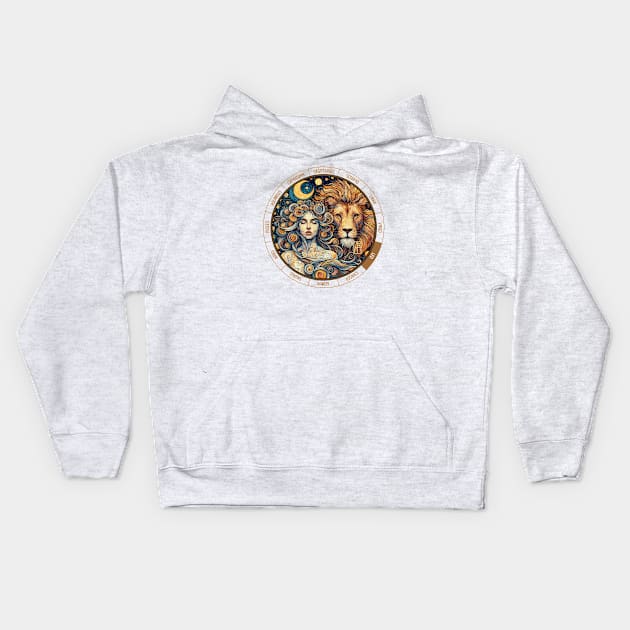 ZODIAC Leo - Astrological LEO - LEO - ZODIAC sign - Van Gogh style - 4 Kids Hoodie by ArtProjectShop